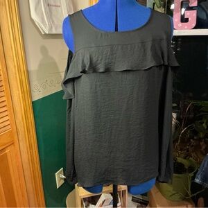 a.n.a Black Ruffle Off-Shoulder Blouse